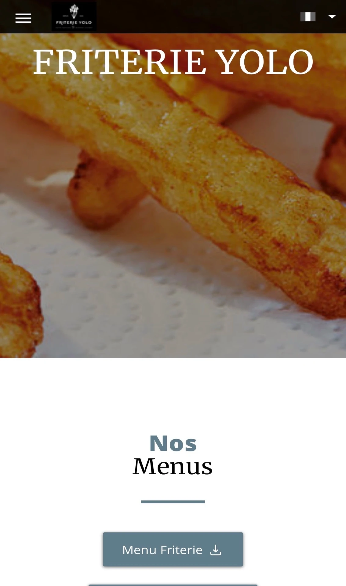Aperçu avant : site Friterie Yolo avec menu PDF